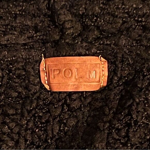 POL Black Chunky Knit Sweater Size M Patch Pockets Oversized Cozy Boho Relaxed - Picture 8 of 10